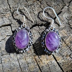 Beautiful Dream Amethyst Dangle Drop Gemstone Earrings 925 Silver Jewelry
